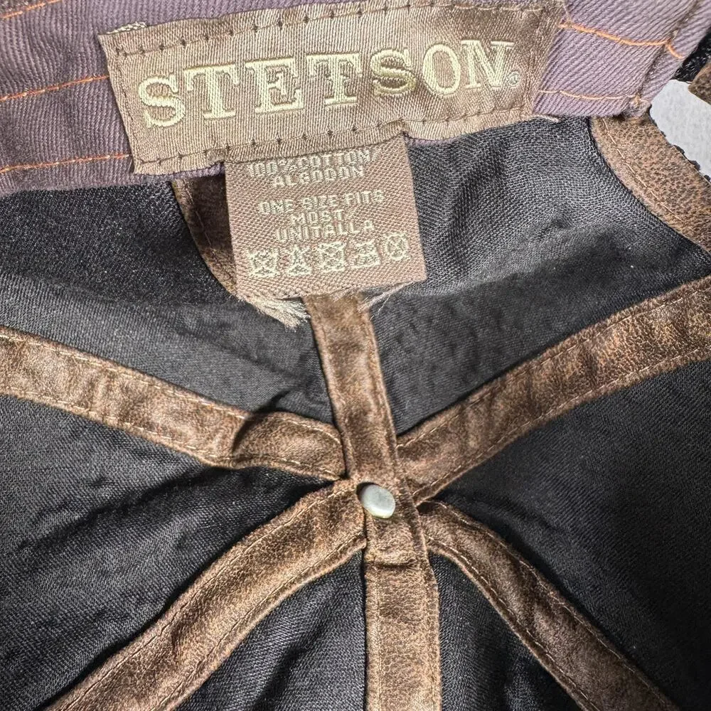 Stetson Hat Cap Strap Back One Size Mens Black Brown Corduroy Distressed Bill‎